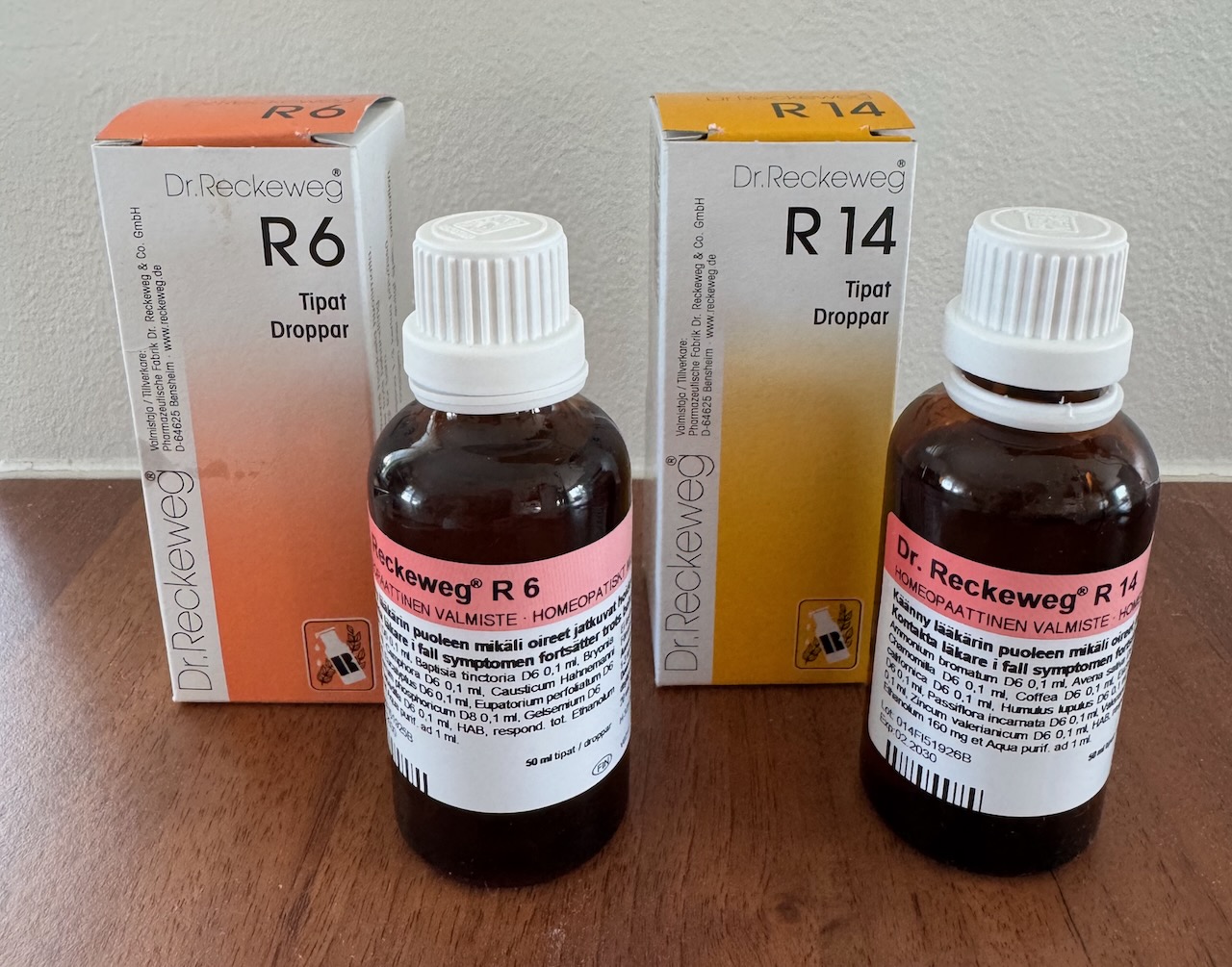 Dr. Reckeweg R6 ja R14 homeopaattiset yhdistelmävalmisteet (tipat)