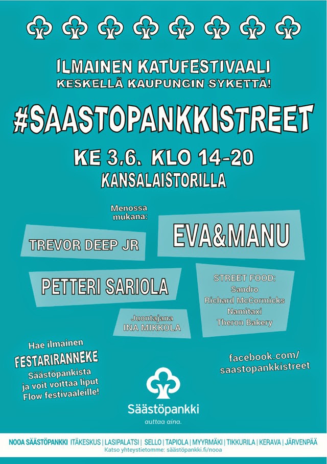 Ilmainen katufestivaali #saastopankkistreet 3.6 Kansalaistorilla
