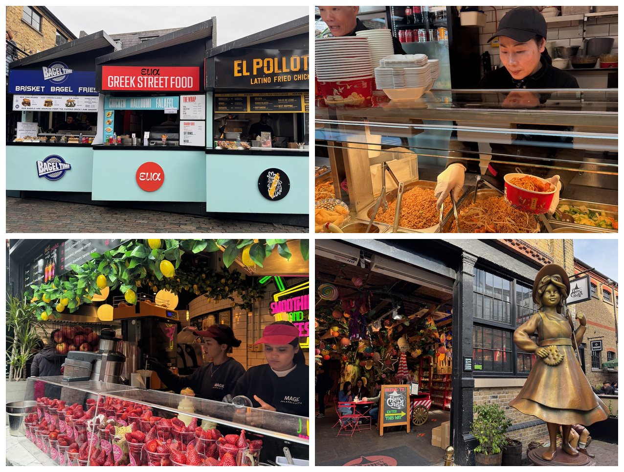 Camden Marketin katuruokaa maailman joka kolkasta