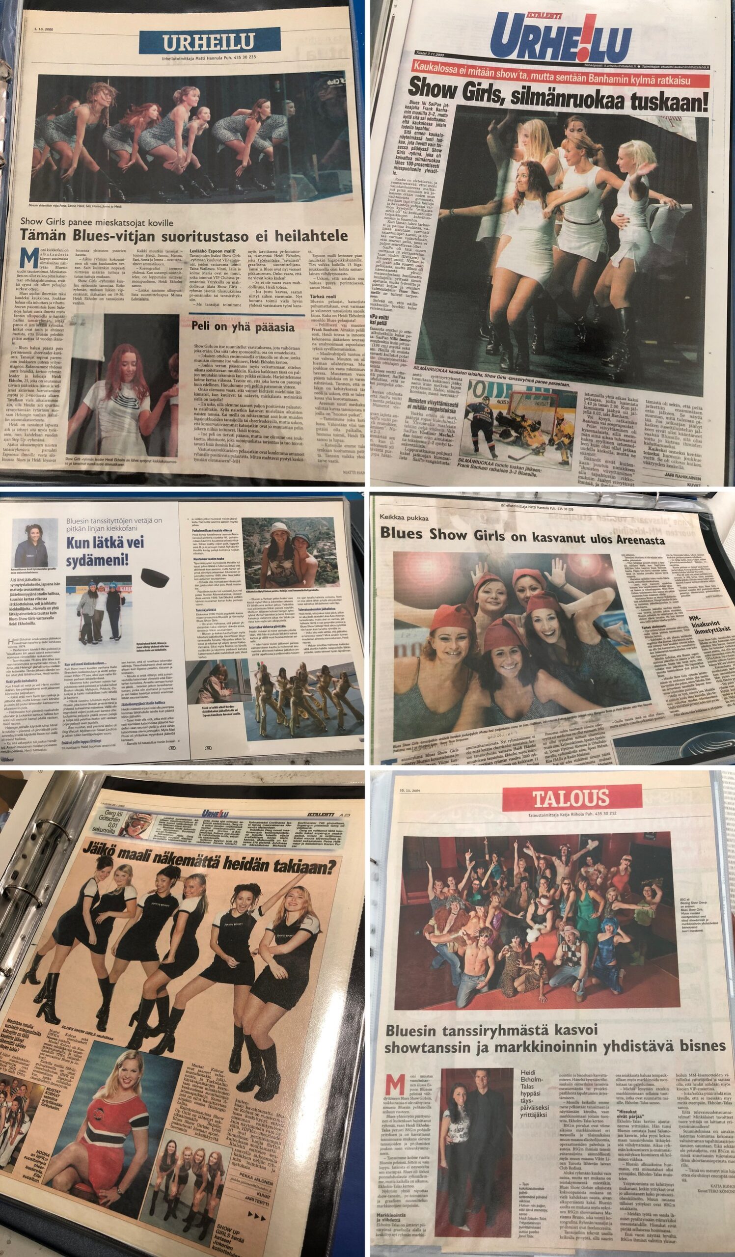 Blues Show Girls -tanssiryhmä lehtijutuissa 2000–2004: Iltalehti, Blues-lehti ja paikallislehdet